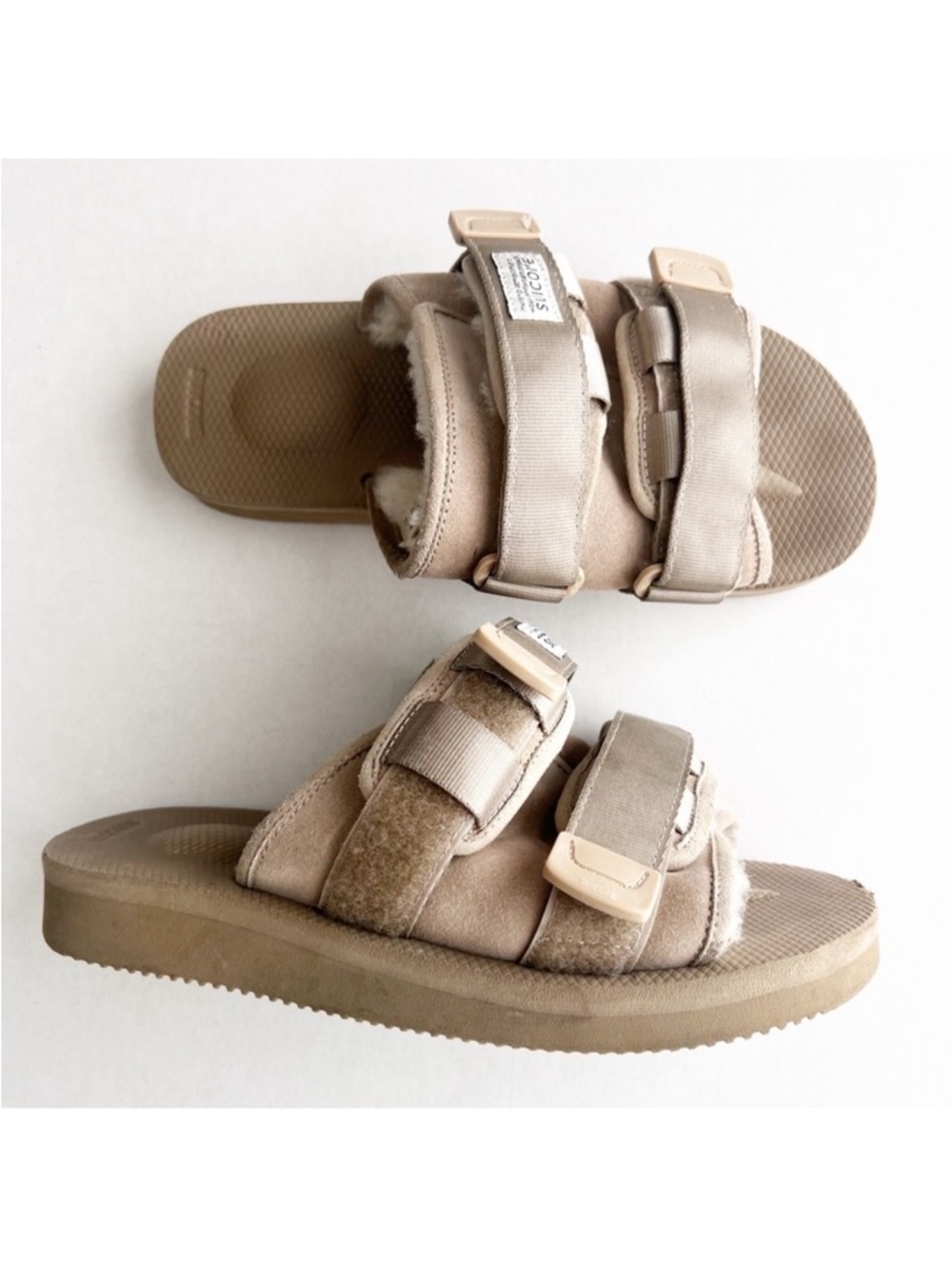 SUICOKE Moto-Cab Sandal Sherpa Slide Velcro Comfort Slip On Chunky Flip Flop
